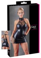 Cottelli - mini suknelė su nėriniais ir blizgiu kaklo dirželiu - juoda - XL