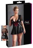 Cottelli Plus Size - blizgi suknelė su raudonu korsetu - juoda