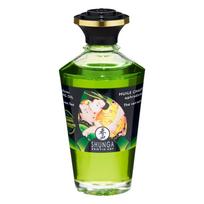Shunga - šildantis masažo aliejus - žalioji arbata - 100 ml