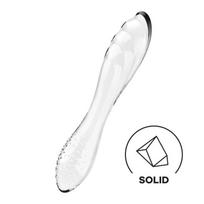 Satisfyer Dazzling Crystal 1 - dvigubas stiklinis dildo - skaidrus
