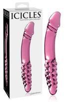 Icicles No. 57 - stiklinis dvigubas dildo su peniu - rožinis