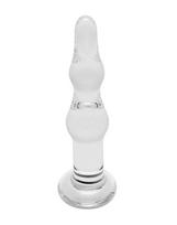 Rimba Dolly - analinis stiklinis dildo - bangos forma - permatomas