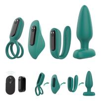 Sex HD - akumuliatorinis, nuotolinis 4 dalių vibratorius (žalias)