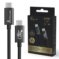 Extralink Smart Life USB Type-C to Type-C Braided Cable, Black | USB-C Cable | 240W, 40Gbps, 200cm
