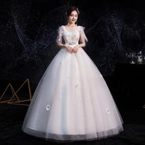 Vestuvinė suknelė aukštu juosmeniu nėščioms moterims Didelio dydžio dirželiai Qidi Photo Studio Fat Mm Bride Vestuvinė suknelė aukštu juosmeniu nėščioms moterims L balta