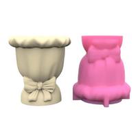 Elegantiški Bowknot vazonai Silikoninės Formos Prašmatni Bowknot formos sodinamoji silikoninė Forma Personalizuotos cemento formavimo formos beige