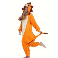 Liūto vientisa pižama Cosplay kostiumas suaugusiems Kigurumi Onesie Helovinui viso kūno drabužiai S oranžinė