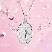 925 Sterling Silver Faith Guard pakabukas Retro stiliaus Mergelė Marija 925 white