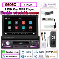 1 Din automobilio radijas elektrinis ištraukiamas ekranas Autoradio Universalus daugialypės terpės MP5 grotuvas 7 lemputės laidinis Carplay Bluetooth automobilio stereo