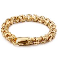 Pilnos kaukolės galvos grandinėlė apyrankė vyrams gotikiniai vyriški apyrankės ir bangle punk roko aukso spalvos nerūdijančio plieno baikerių papuošalai 22.5CM auksas