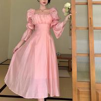 Pavasarinė, miela, pūstomis rankovėmis, vidutinio dydžio suknelė, moteriška, rudeninė, rausva, tvarstinė suknelė Elegantiškos šifoninės ilgos moteriškos suknelės M rožinė