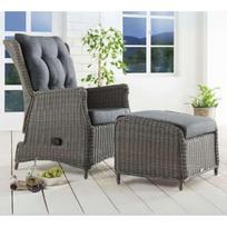 Fotelis su reguliuojamu atlošu ir pufu CAISA VINTAGE GREY