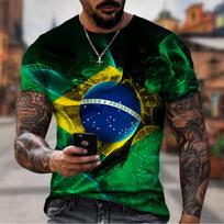 Vyriškas Mados Brazilija Marškinėliai Harajuku Vyriški Brasil Vėliava 3D Spausdinimas Laisvalaikio Sportiniai Marškinėliai Laisvalaikio Trumpomis Rankovėmis Birl Marškinėliai S