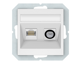 Antenos ir kompiuterio lizdas (TV+RJ45) QR1000, be rėmelio, baltos matinės sp.