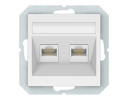 Kompiuterio lizdas 2 vietų (RJ45 CAT6e UTP) QR1000, be rėmelio, baltos matinės sp.