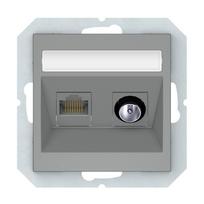 Antenos ir kompiuterio lizdas (TV+RJ45) QR1000, be rėmelio, pilkos matinės sp.