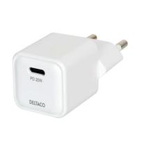 Sieninis įkroviklis DELTACO, 1X USB-C, PD 20 W, USBC-AC150, baltos sp.