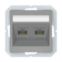 Kompiuterio lizdas 2 vietų (RJ45 CAT6e UTP) QR1000, be rėmelio, pilkos matinės sp.