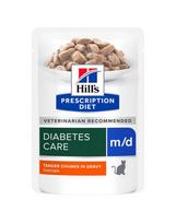 HILL'S PRESCRIPTION DIET Feline m/d diabetes + svorio valdymas su vištiena 12x85 g paketėliuose