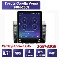 9,7 colio automobilio radijas, skirtas Toyota Corolla Verso 2004-2009 Android 2 DIN Tesla vertikalus ekranas Carplay Automatinis radijas Multimedijos grotuvas 2+32GB