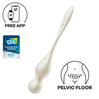 Satisfyer Love Birds 1 - programėle valdomas vibruojantis geišos kamuoliukas (baltas)