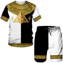 Senovės Horas Egipto dievas Egipto akis Faraonas 3D spausdinimas Vyriški marškinėliai/šortai/Kostiumai Hiphopo gatvės apranga Unisex 2 dalių rinkiniai L