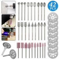 42vnt/komplektas Metalo šlifavimo grąžtų rinkinys Pjovimo graviravimas Dremel besisukančiam įrankiui 42pcs