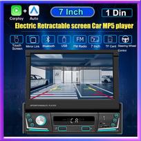 7 colių ištraukiamas ekranas automobilinis radijas laidinis Carplay ir laidinis Android Auto 1Din universalus daugialypės terpės grotuvas Wired Link Player Navigacija Automatinis radijas MP5 juoda