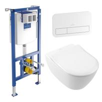 Komplektas: rėmas Villeroy & Boch ViConnect su balta plokštele ir unitazas Villeroy & Boch Subway 2.0 Rimless su Soft Close dangčiu