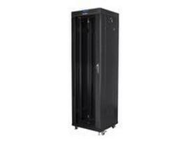 LANBERG free standing rack 19inch cabinet 42U 600x600 glass door LCD flat pack black