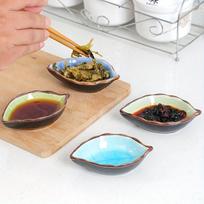 4pcs Leaves Ceramic Small Dish Kitchen Multi-use Seasoning Dish Ice Crack Glaze Flavor Dish Seasoning Sauce Vinegar Tableware Bone Dish 4pcs beige