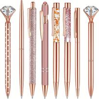 8 vnt Rose Golden Tušinukų rinkinys Skystas smėlio blizgus rašiklis metalinis krištolinis deimantinis rašiklis studentams juodo rašalo tušinukų dovanų vestuvių biuras rožinio aukso spalvos