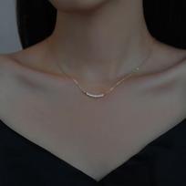 S925 Sterling Silver Smile Necklace for Women Special Interest Light Luxury Style Inlaid Zircon Clavicle Chain 925