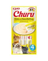 INABA Churu Chicken with cheese & beef 4x14g su vištiena, sūriu ir jautiena katėms