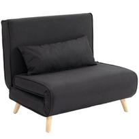 Sofa-lova, 2-in-1 sofa su lovos funkcija, dekoratyvinės pagalvėlės, sulankstomas fotelis su reguliuojamu atlošu, lininės išvaizdos, iki 350 kg, juoda