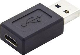 usb redukcija, (3.0), usb a vyriškas - usb c f, juoda, plastikinis maišelis, 5gbps