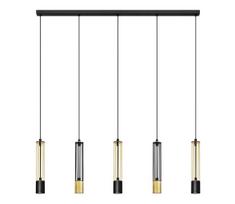LED Pakabinamas sietynas BARS 5xGU10/4,8W/230V juodas/aukso