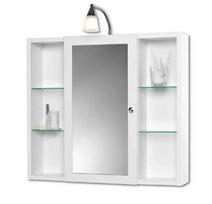 Veidrodinė spintelė Latina 72x78x17 cm, su apšvietimu ir kištukiniu lizdu, balta