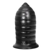 All Black Ribbed Butt Plug analinis kaištis