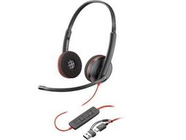 HP Poly „Poly Blackwire 3220“ stereofoninės juodos ausinės su „USB-C“ jungtimi ir „USB-C/A“ adapteriu (didelis kiekis)