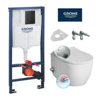 Grohe 3in1 potinkinio rėmo komplektas 38811KF0 su Phantom Black spalvos mygtuku ir pakabinamas klozetas  ISVEA Sentimenti Rimless su bidė funkcija