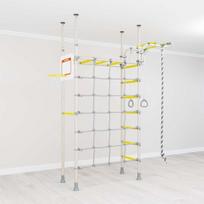 Švediškas sporto kompleksas, gimnastikos sienelė balta-geltona, 230-280x49cm