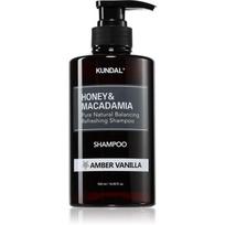 KUNDAL Honey & Macadamia Amber Vanilla natūralus šampūnas sausiems ir pažeistiems plaukams 500 ml