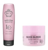 Neutralizuojantis rinkinys geltoniems atspalviams Rich Pure Luxury: šampūnas Silver Blonde Shampoo, 250 ml + kaukė, 250 ml