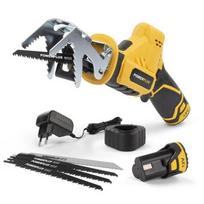 Akumuliatorinis tiesinis pjūklas 12V, 2x2Ah, 5 priedai, POWX0398 POWERPLUS