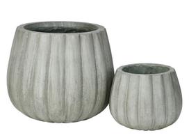 Lauko keraminis vazonas FICONSTONE PUMPKIN RIB, antikinės žalios sp., 21 x 17 cm