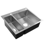 Dvigubo dubens virtuvės kriauklė INOX 61x51 + dozatorius, krepšys