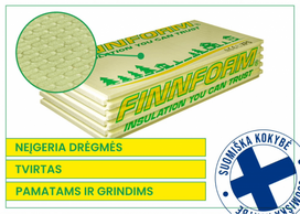 Ekstruzinis polistirolas XPS Finnfoam FL-300XX, šiauštas, frezuotas, storis 50-200mm,  ilgis 1235-2485mm