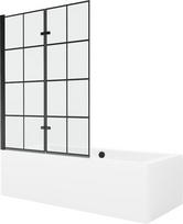 Vonia Mexen Cube su apdaila ir stiklo sienele, 180x80 cm + 120 cm (II)