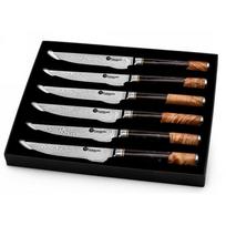 Damasko plieno peilių rinkinys kepsniams Kamazaki KZI110STK, 13 cm, 6 vnt.